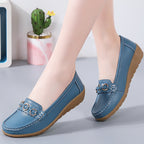 Women's Leather Flat Shoes – Soft Low-Heel Casual & Elegant Comfortable Footwear