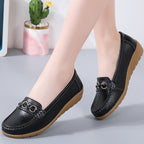 Women's Leather Flat Shoes – Soft Low-Heel Casual & Elegant Comfortable Footwear