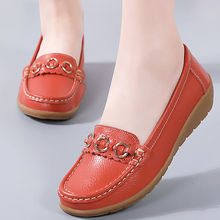 Women's Leather Flat Shoes – Soft Low-Heel Casual & Elegant Comfortable Footwear