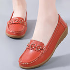 Women's Leather Flat Shoes – Soft Low-Heel Casual & Elegant Comfortable Footwear