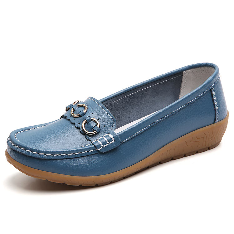 Women's Leather Flat Shoes – Soft Low-Heel Casual & Elegant Comfortable Footwear