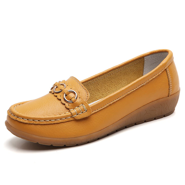 Women's Leather Flat Shoes – Soft Low-Heel Casual & Elegant Comfortable Footwear