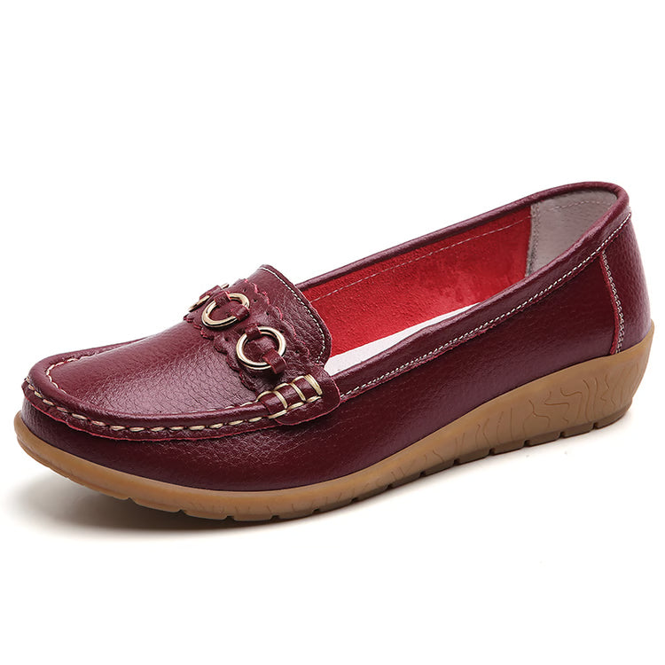Women's Leather Flat Shoes – Soft Low-Heel Casual & Elegant Comfortable Footwear