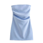 Dress Women Off Shoulder Corset Short Dresses Ruched Backless Bodycon Blue Black White Party Dresses for Women
