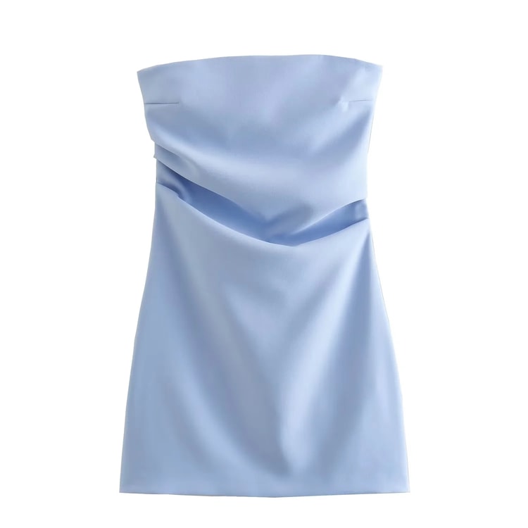 Dress Women Off Shoulder Corset Short Dresses Ruched Backless Bodycon Blue Black White Party Dresses for Women