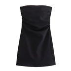Dress Women Off Shoulder Corset Short Dresses Ruched Backless Bodycon Blue Black White Party Dresses for Women