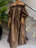 Elegant Off Shoulder Sleeve Loose Maxi Dress for Women Summer Casual Party Dresses
