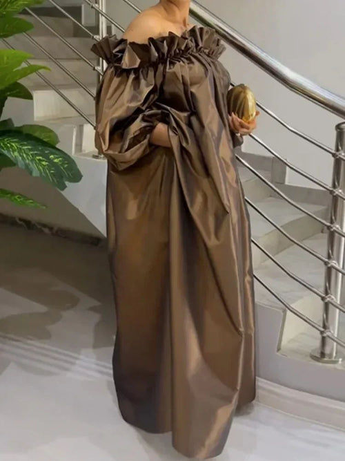 Elegant Off Shoulder Sleeve Loose Maxi Dress for Women Summer Casual Party Dresses