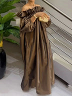 Elegant Off Shoulder Sleeve Loose Maxi Dress for Women Summer Casual Party Dresses