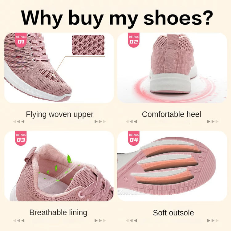 Women's Spring Sneakers – Soft Sole Breathable Lace-Up Sports & Running Shoes