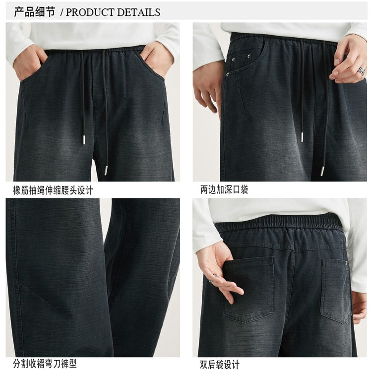 Men Streetwear Fashion Loose Casual Sport Pants Vintage Washed Cotton Cargo Pant Cityboy Trousers Joggers Sweatpants