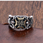 Punk Cross Ring for Men Adjustable Gothic Design Retro Street Fashion Jewelry