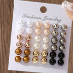 Women's Pearl Earrings Set – Lightweight Faux Pearl Stud Earrings Collection