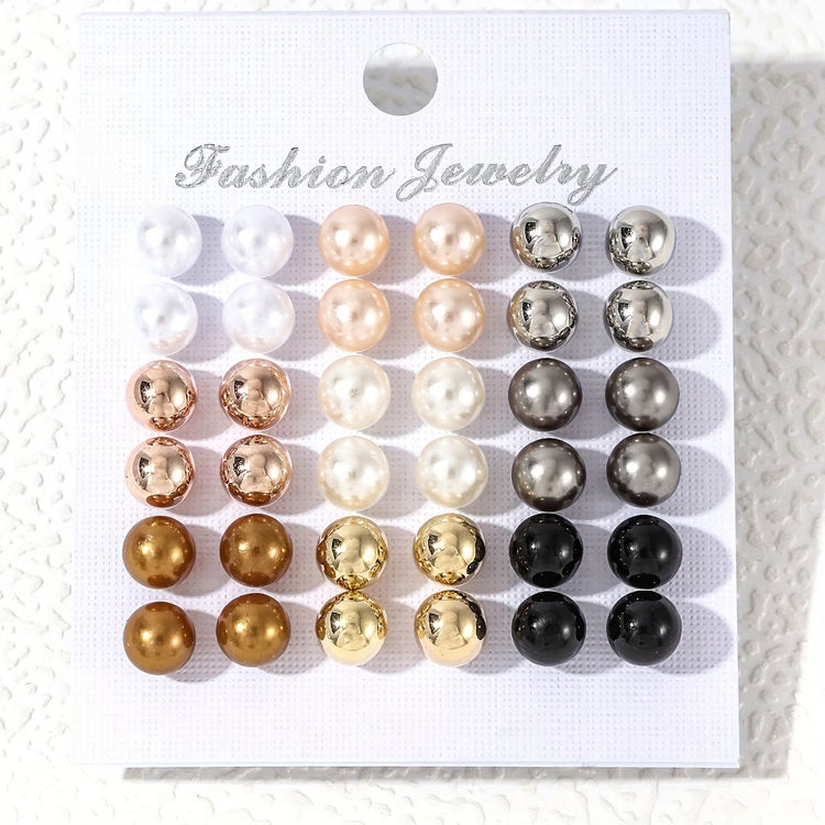 Women's Pearl Earrings Set – Lightweight Faux Pearl Stud Earrings Collection