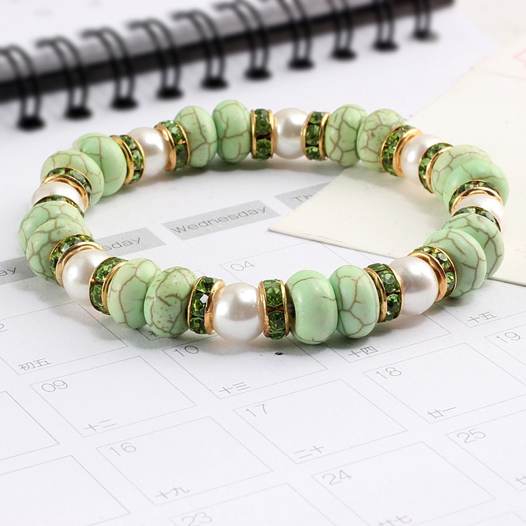 Natural Stone Beaded Circle Elastic Bracelets Bangles Charm Distance Bracelet Fashion Jewelry Men Women Couple Gift