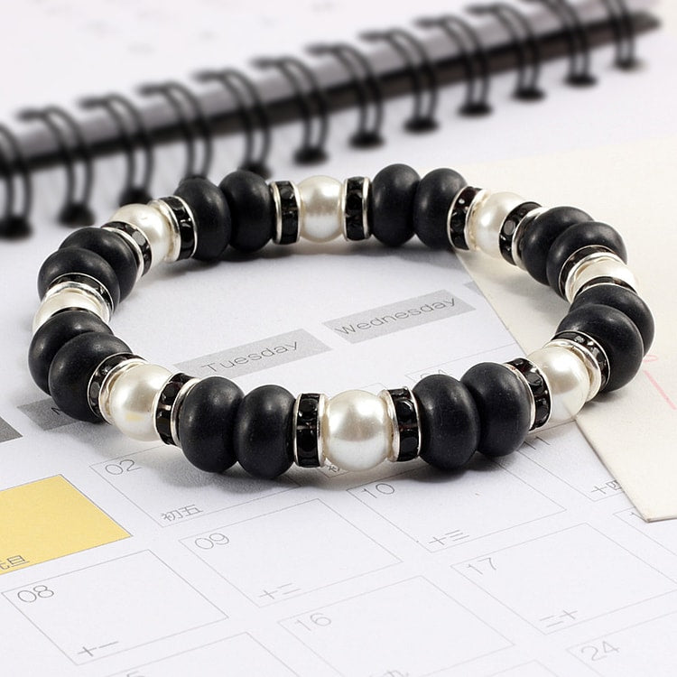 Natural Stone Beaded Circle Elastic Bracelets Bangles Charm Distance Bracelet Fashion Jewelry Men Women Couple Gift